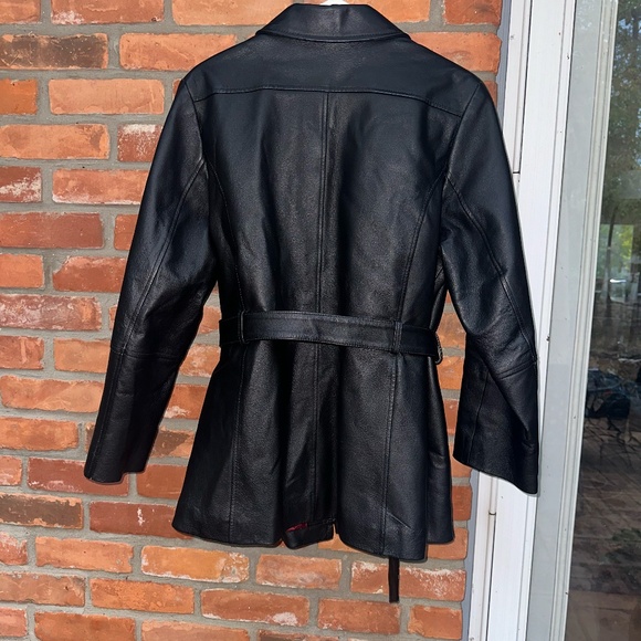 Croft & Barrow Black Leather Jacket ~ Zip & Belted ~ XL - Picture 2 of 7